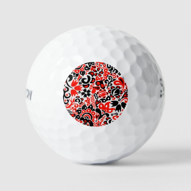 Balles De Golf L'art populaire ukrainien motif floral abstact (Recto)