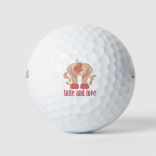 Balles De Golf Latte et coupe d'amour, mains et citation de café