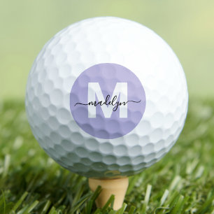 Balles De Golf Lavande violette Nom du monogramme Initiales