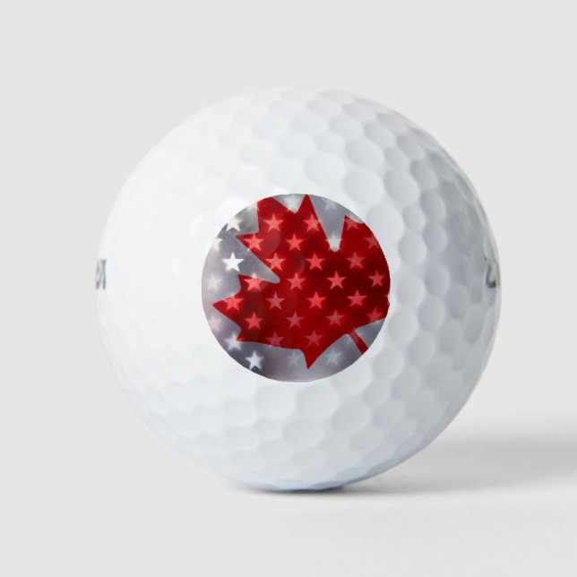 Balles De Golf Le Canada avec les drapeaux américains (Devant)