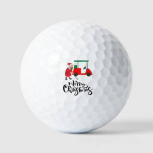 Balles De Golf Le golfeur du Père Noël Joyeux Noël au chariot