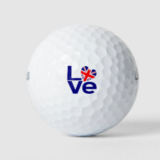 Balles De Golf Les Britanniques AIMENT le drapeau du cœur bleu