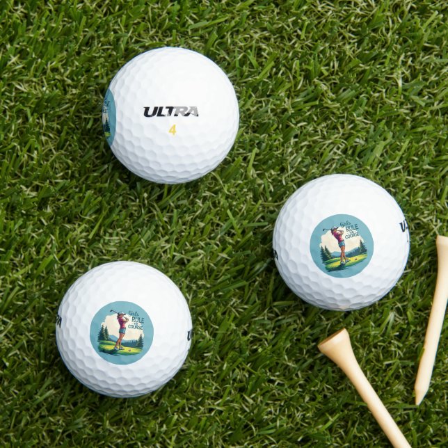 Balles De Golf Les filles gouvernent le parcours Retro Golf Illus (Herbe in situ)