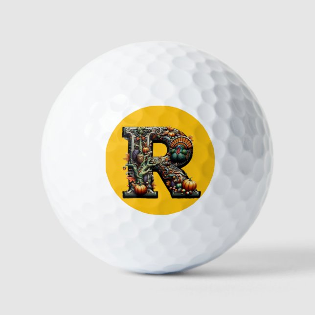 Balles De Golf Letter R Thanksgiving style turkey  (Recto)
