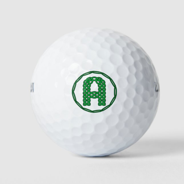 Balles De Golf Lettre Initiale A Monogramme En Style Celtique (Devant)