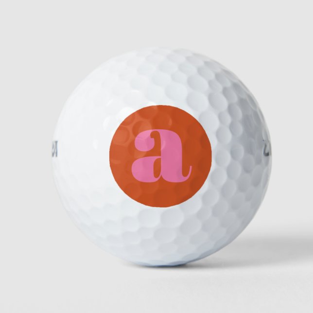 Balles De Golf Lettre initiale Monogramme moderne rose et orange (Devant)