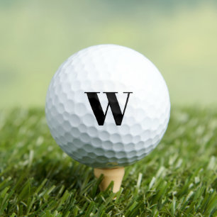 Balles De Golf Lettre initiale monogramme noir blanc personnalisé