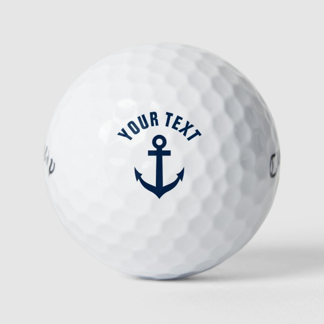 Balles De Golf Logo d'ancre nautique personnalisé jeu cadeau de b (Devant)