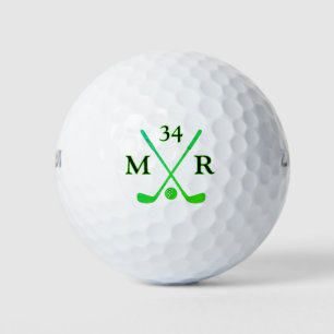 Balles De Golf Logo de 2 initiaux traversés de clubs verts