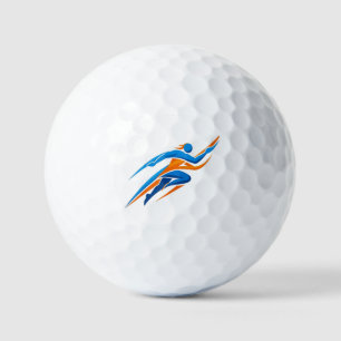 Balles De Golf Logo de coureur dynamique bleu orange Cadeau de vi