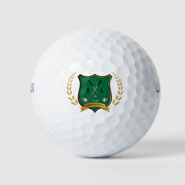 Balles De Golf "Logo de la crête de golf avec Initiales Monogramm (Devant)