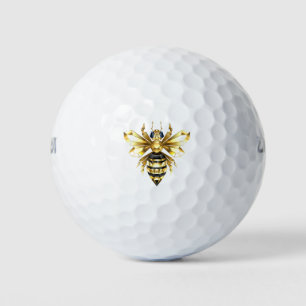 Balles De Golf Logo Faux Gold Foil Bee Polygonal sur Noir