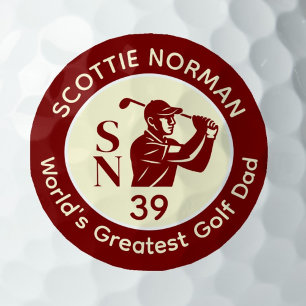 Balles De Golf Logo rouge foncé 'Meilleur Papa de Golf du Monde'
