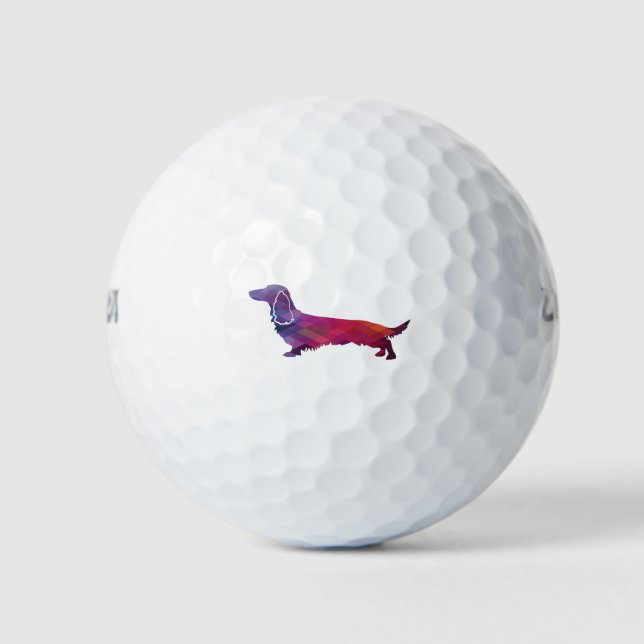 Balles De Golf Long Haied Dachshund Geo Silhouette violet (Devant)