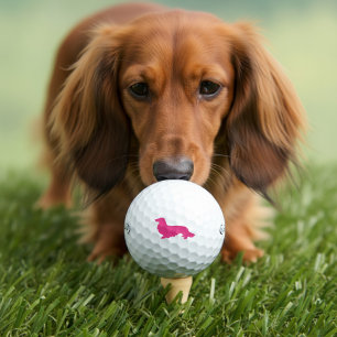 Balles De Golf Longue Cheveux Dachshund Pink Golfer Cadeau
