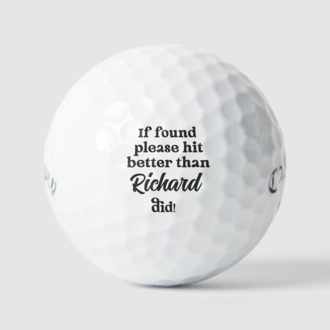 Balles De Golf Lost Ball Pun Golf Balls - Custom Name Funny (Recto)