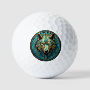 Balles De Golf Loup Turquoise et Or