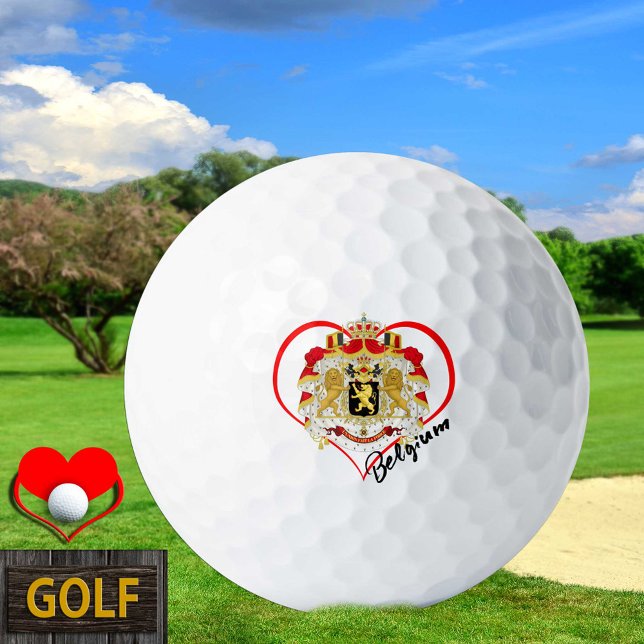 Balles De Golf Love Belgium Golf Balls, drapeau belge, Coeur (Créateur téléchargé)