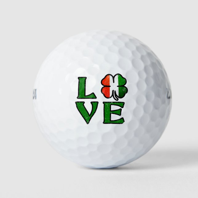 Balles De Golf Love Four Leaf Clover Irish Flag St. Patrick's Day (Devant)