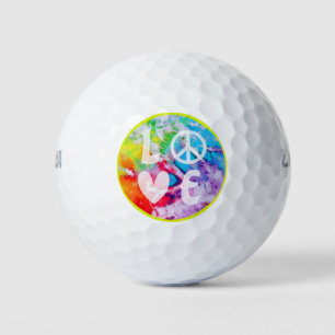 Balles De Golf Love Peace Sign Heart Aquarelle Arc-en-ciel Tie Dy