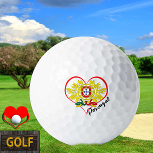 Balles De Golf Love Portugal Golf Balls, drapeau portugais, Coeur