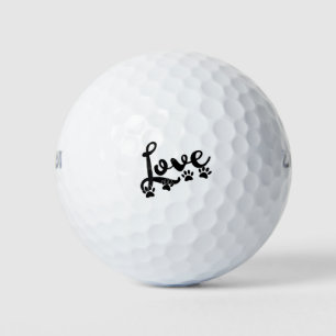 Balles De Golf Love Typographie Avec Empreintes de pattes de chie