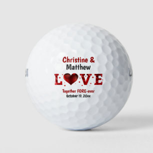 Balles De Golf Love Wedding Favor Red Heart Stars