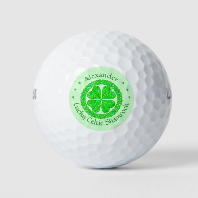 Balles De Golf Lucky Celtic Shamrock 4 feuilles Clover Vert irlan (Devant)