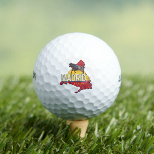Balles De Golf Madrid Espagne Rétro Carte Région Vintage Bull