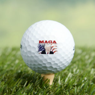 Balles De Golf MAGA American Flag Trump texte rouge Golf Balls