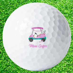 Balles De Golf Maman golfeuse chariot à pois roses