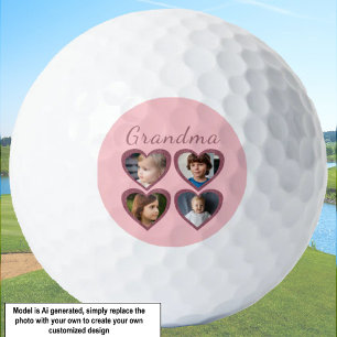 Balles De Golf Mamie coeurs roses 4 collage photo de petits-enfan