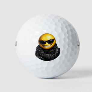 Balles De Golf Manteau en cuir Emoji Cool et Confiant