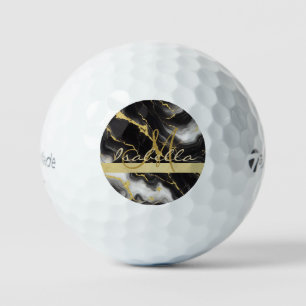 Balles De Golf Marbre minimaliste moderne en or noir