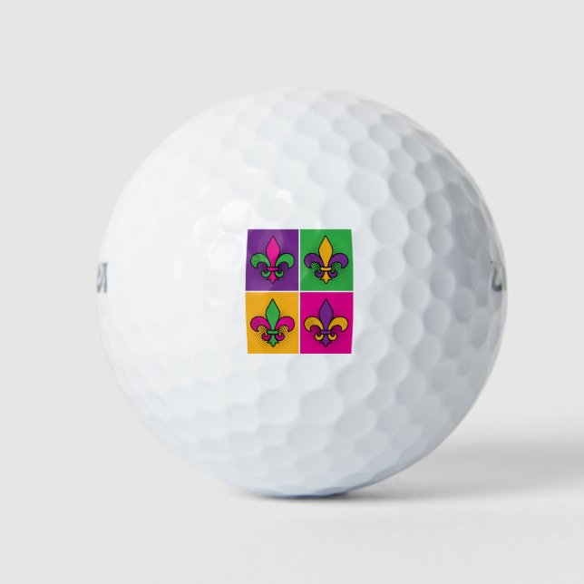Balles De Golf Mardi Gras Pop Art Fleur de Lis (Devant)