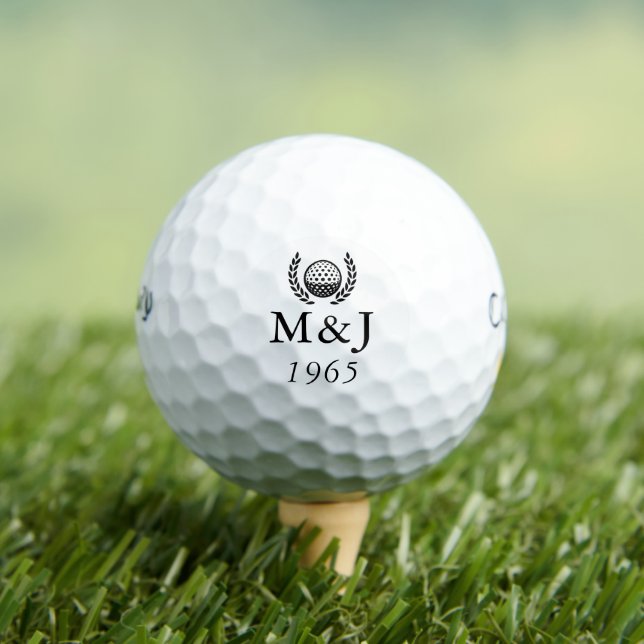 Balles De Golf Mariage Anniversaire Date Monogramme Personnalisé (T-shirt Insitu)