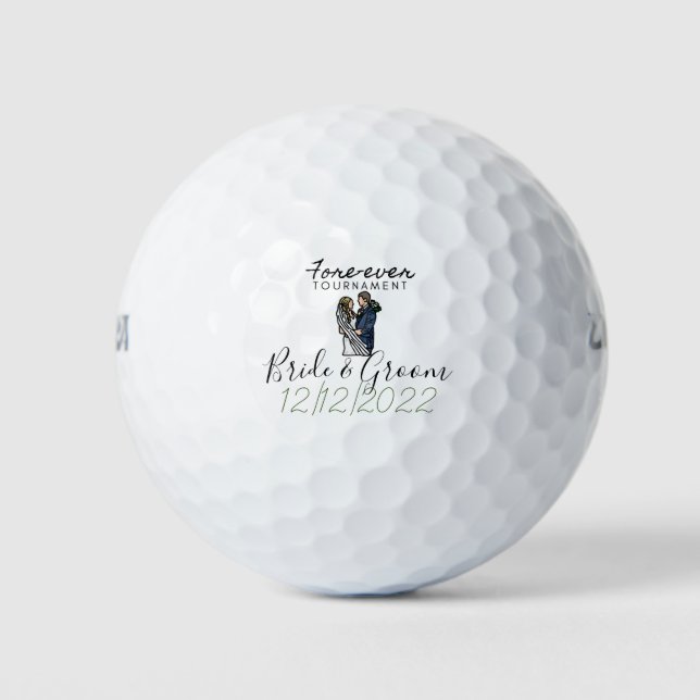 Balles De Golf Mariage avec mariée et groom Golfer Balls (Devant)