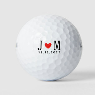 Balles De Golf mariage customisé Nom du couple Date Red Love