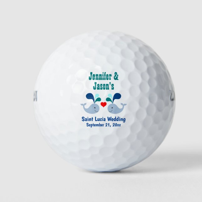 Balles De Golf Mariage Faveur Baleine Tropical Beach Destination (Devant)