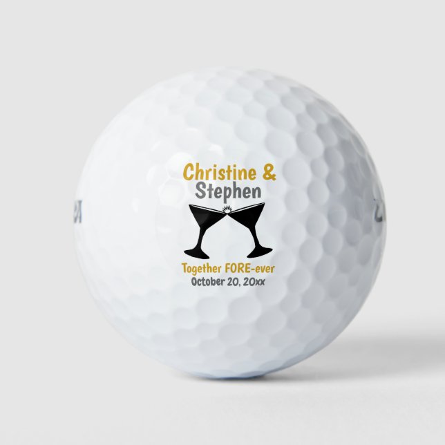 Balles De Golf Mariage Favor Verres Champagne Clinking (Devant)