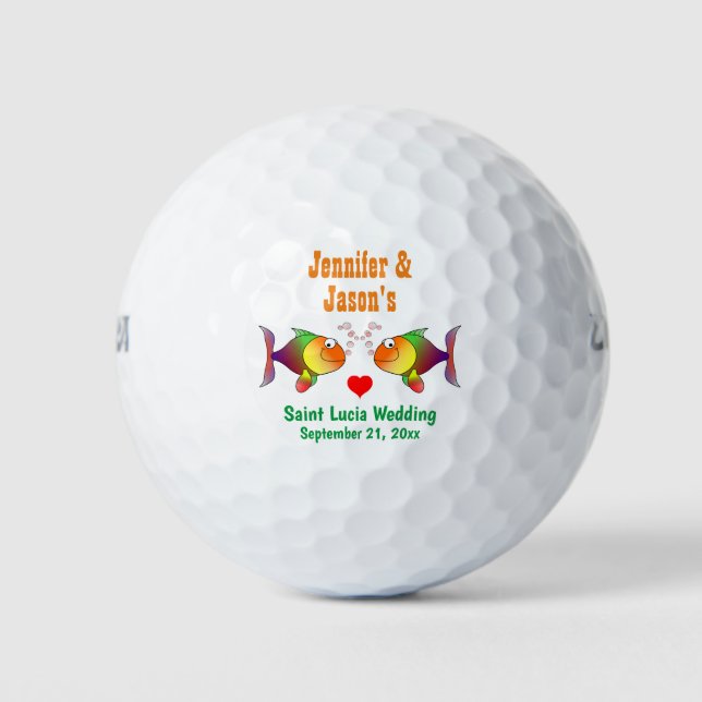 Balles De Golf Mariage Favoriser Fish Beach Destination Tropicale (Devant)