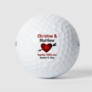 Balles De Golf Mariage Favoriser l'amour du coeur rouge pour touj
