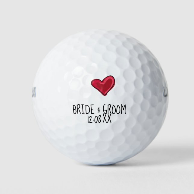 Balles De Golf Mariée mariage et chambre avec date avec amour (Devant)