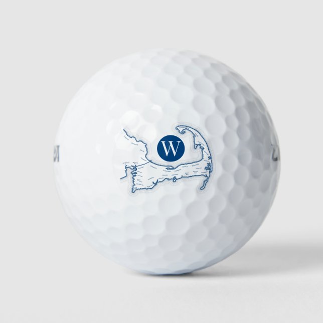 Balles De Golf Marine Blue Monogramme Cape Cod (Devant)