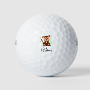 Balles De Golf marron aquarelle singe animal ajouter nom