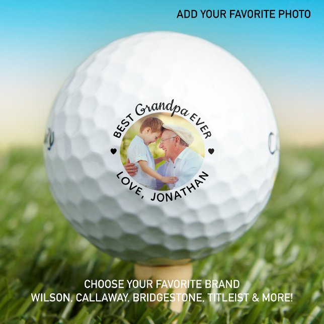 Balles De Golf Meilleur grand-père jamais personnalisé photo pers (Créateur téléchargé)