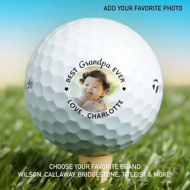 Balles De Golf Meilleur GRANDPA - Golf Lover Photo personnalisée (Créateur téléchargé)