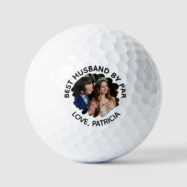 Balles De Golf Meilleur mari par pair avec Photo et Texte personn (Recto)