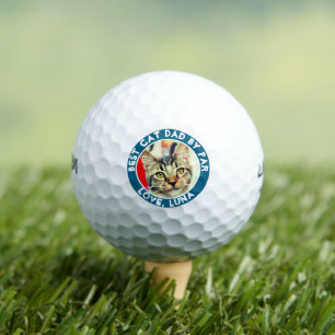 Balles De Golf Meilleur papa chat selon Par Photo Cadre bleu pour