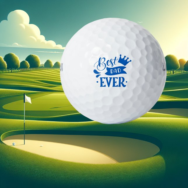 Balles De Golf Meilleur papa jamais bleu moderne (Créateur téléchargé)